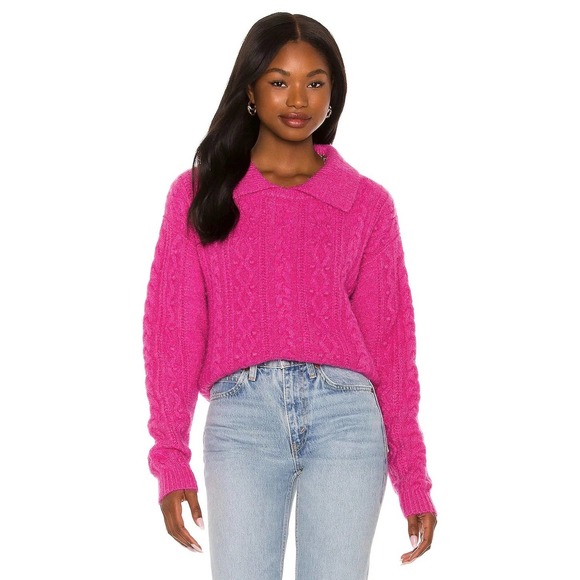 NWT Free People Every Cloud Pullover Sweater in Fuchsia Fizz - Picture 2 of 5